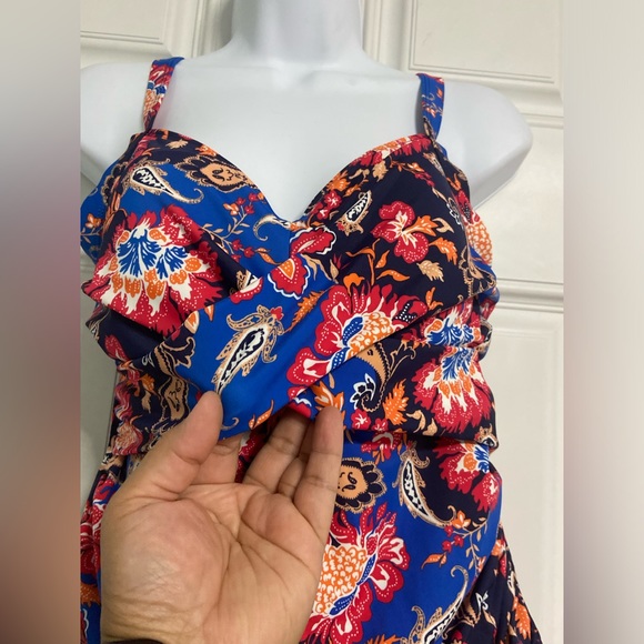 M- Paisley-Floral Sweetheart Swim Tankini - Picture 2 of 8